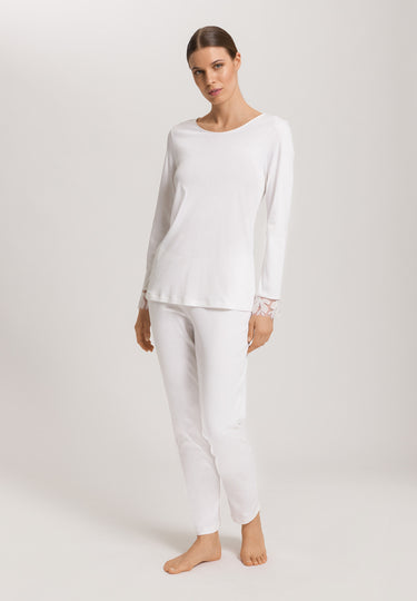 Kalea Floral Tulle Cotton Pajama Set | Off White 74788-102